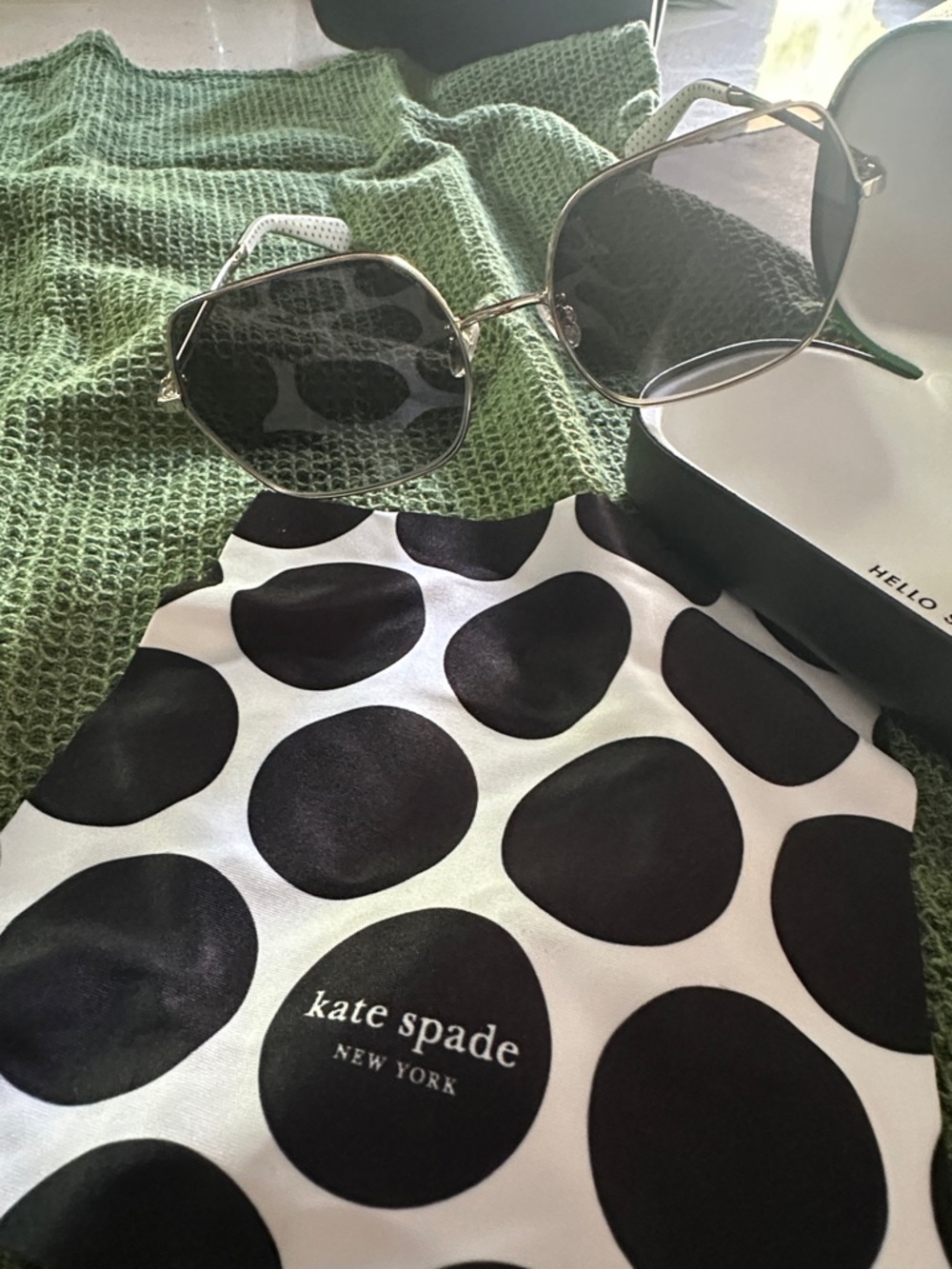 Kate Spade Polarized Silver Frame Sunglasses with Gray Gradient Lenses - Picture 8 of 9